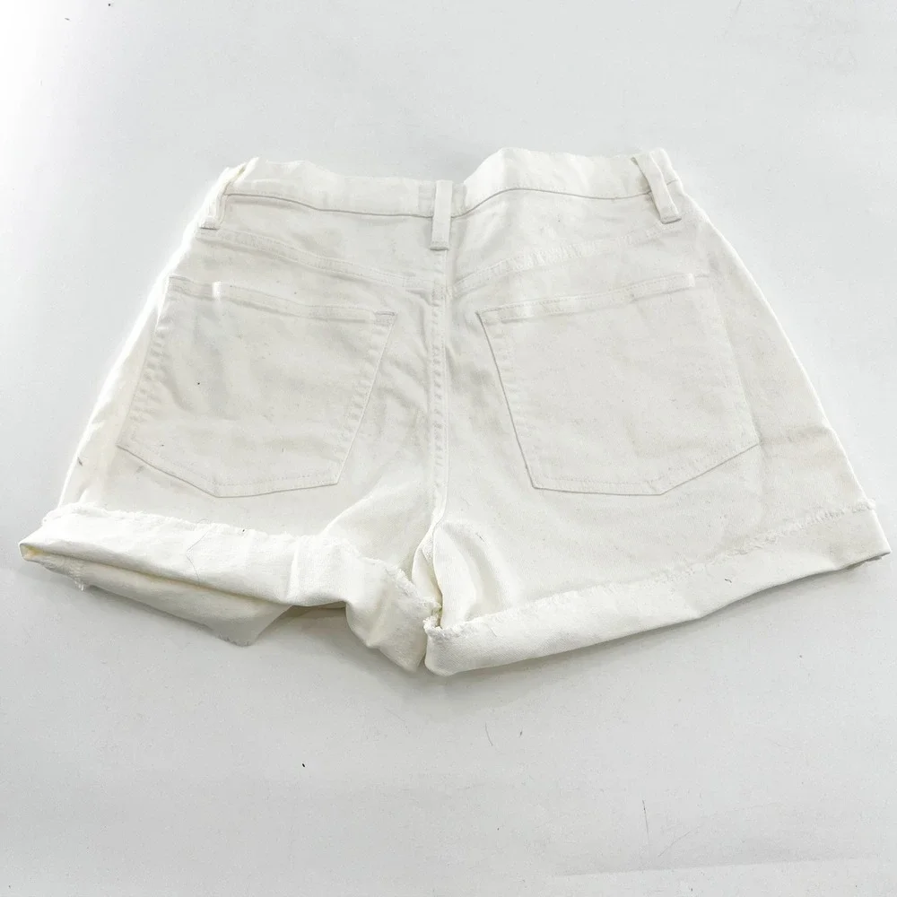 J. Crew Denim High Rise‎ Button Fly Cuffed Denim Shorts Size 26 White